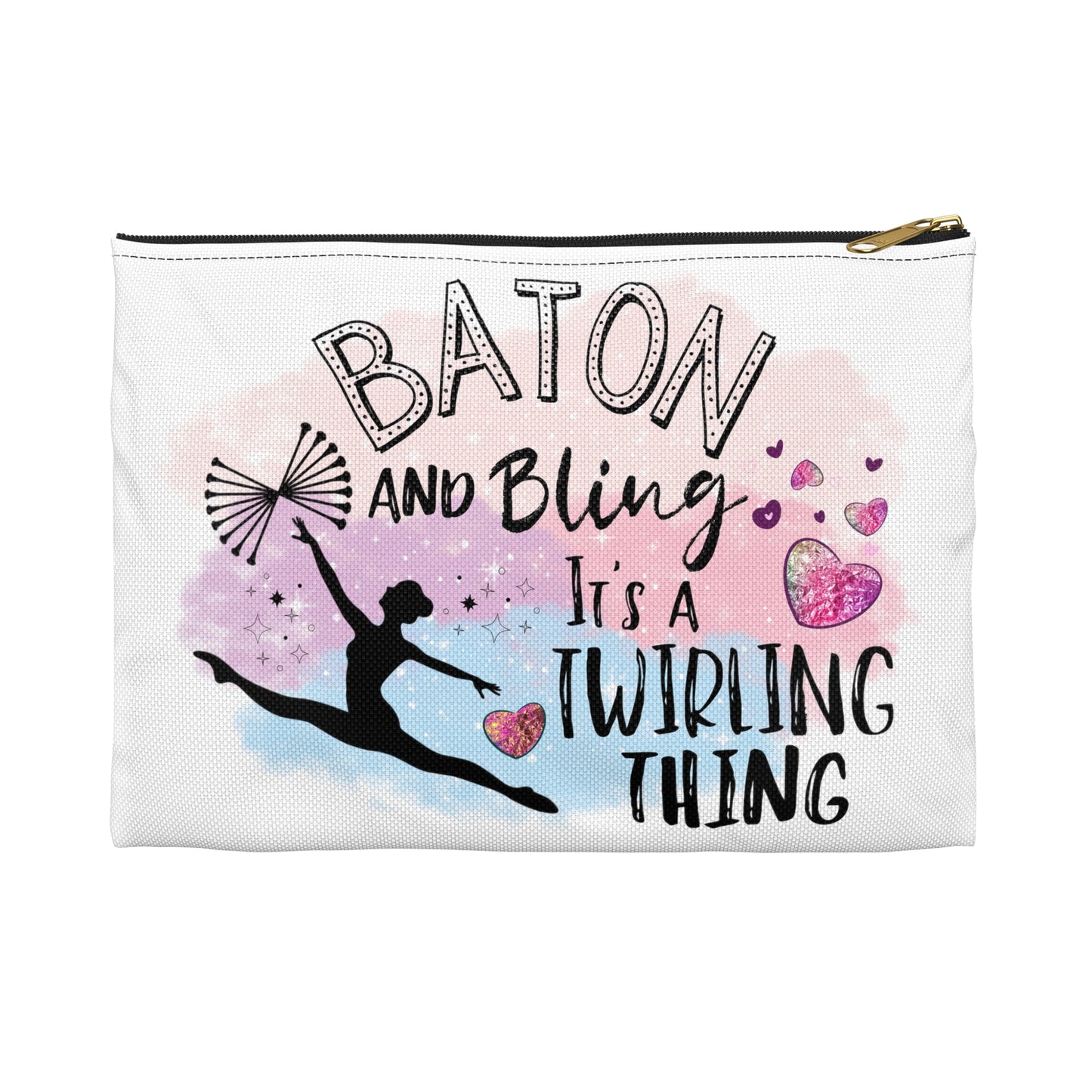 Baton and Bling it's a Twirling Thing Makeup and Accessory Bag, Baton Twirler Gift, Majorette Gift, Competition Gift