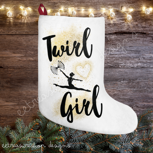 Twirl Girl Baton Twirler or Majorette Christmas Stocking, Christmas Gift for Twirler