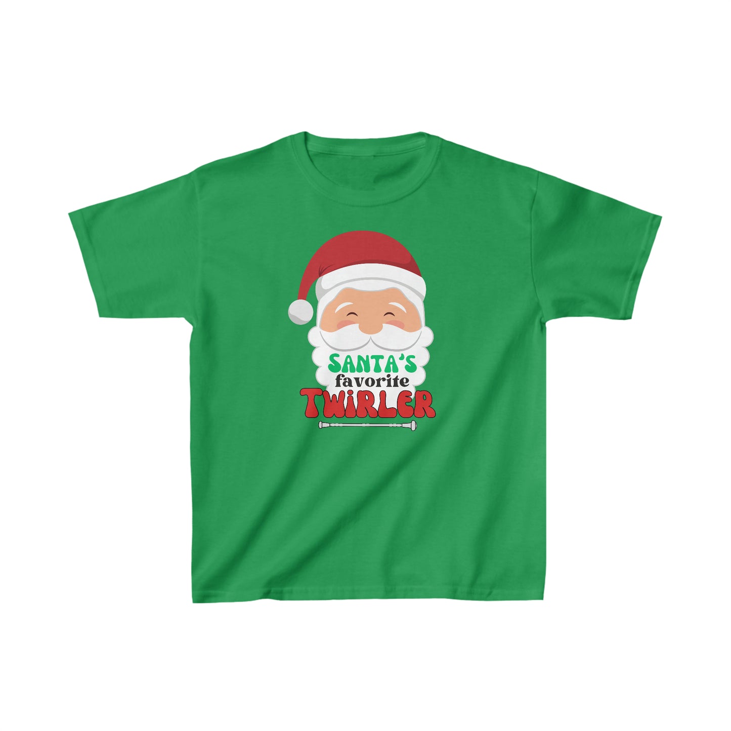 Santa's Favorite Twirler Kids Heavy Cotton Gildan Tee, Baton Twirler T-shirt, Twirler Christmas Shirt, Baton Twirler Gift