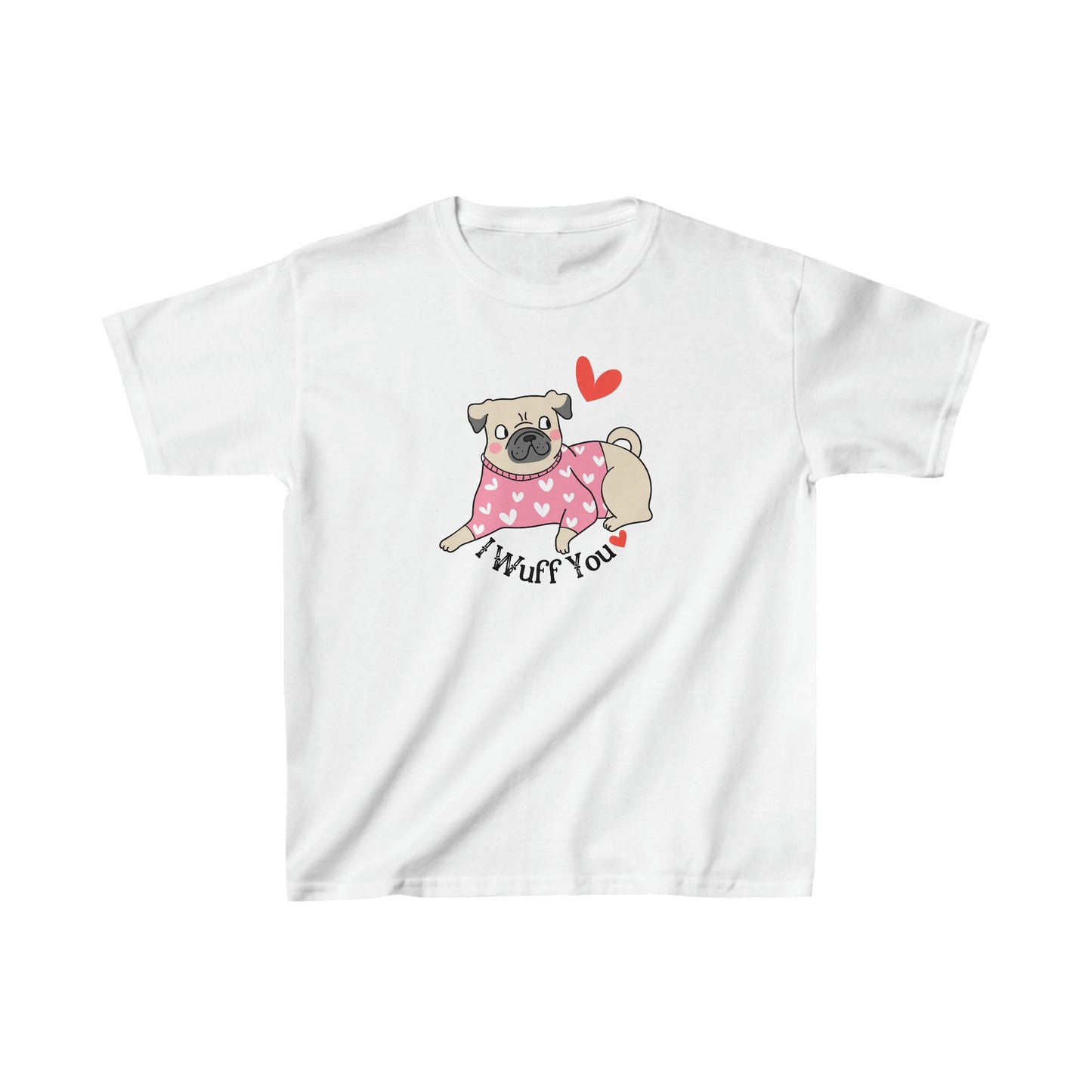 I Wuff You Kids Heavy Cotton Gildan Tee, Dog Valentines T-shirt, Kids Valentine Gift