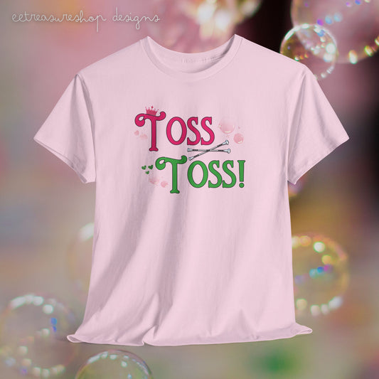 Toss Toss Pink and Green Baton Twirler Shirt - Unisex Heavy Cotton Tee, Baton Twirler Gift, Baton Twirling Shirt, Witch Movie Fan