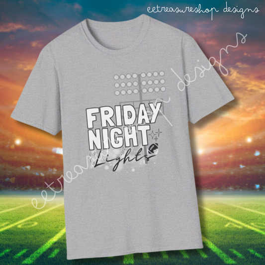 Friday Night Lights Football Game Unisex Softstyle T-Shirt, Birthday Gift for Football Cheer Band Mom