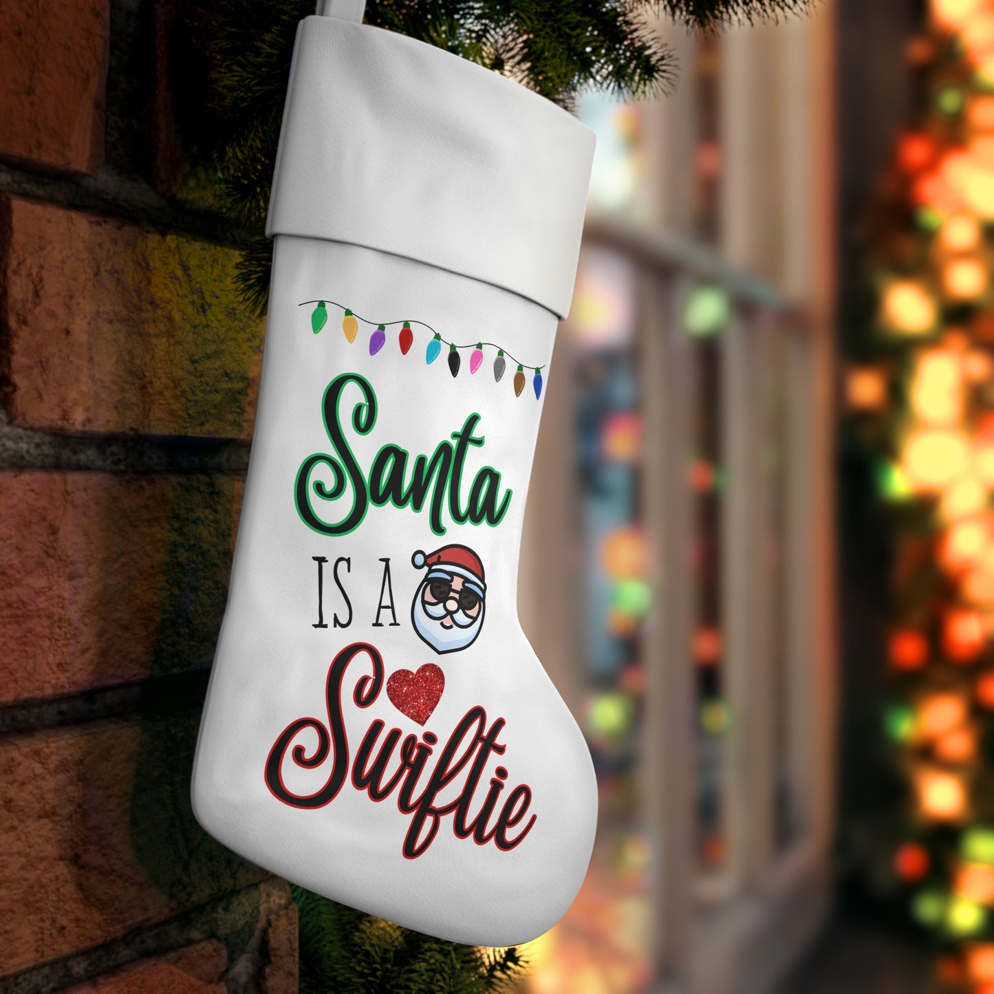 Santa is a Swiftie Holiday Stocking, Taylor Swift Fan Christmas Stocking, Swiftie Christmas Gift