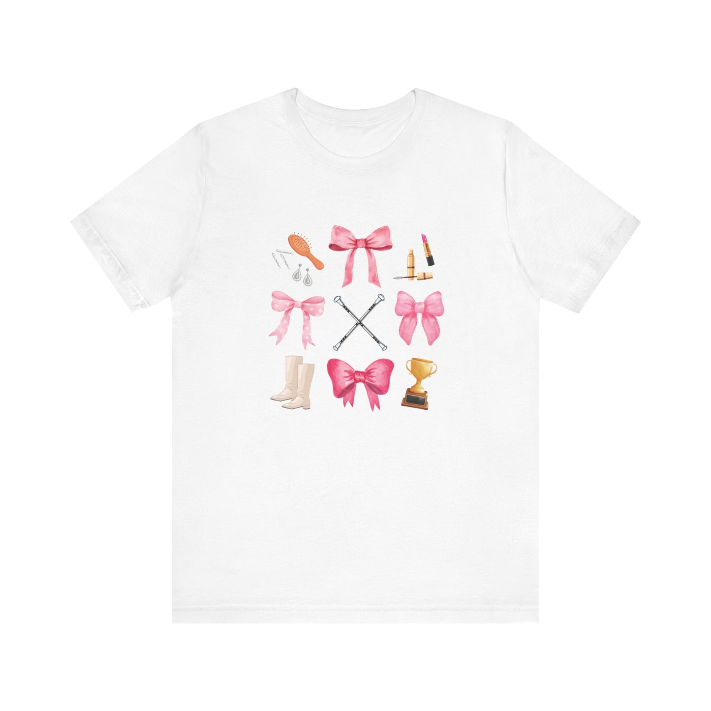 Majorette or Majorette Mom Cute Pink Bows Unisex Jersey Short Sleeve Tee, Birthday Gift for Majorette Twirl Mom