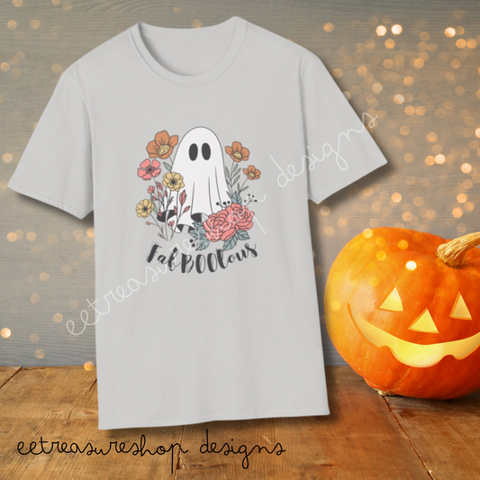 FabBOOlous Ghost with Flowers Halloween Unisex Softstyle T-Shirt