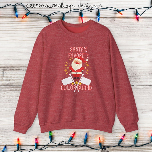 Christmas Color Guard Sweatshirt, Santa's Favorite Color Guard, Holiday Crewneck, Festive Winter Clothing, Gift for Color Guard Members