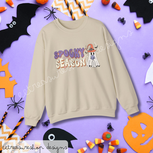 Spooky Season Cute Ghost Halloween Unisex Heavy Blend Crewneck Sweatshirt