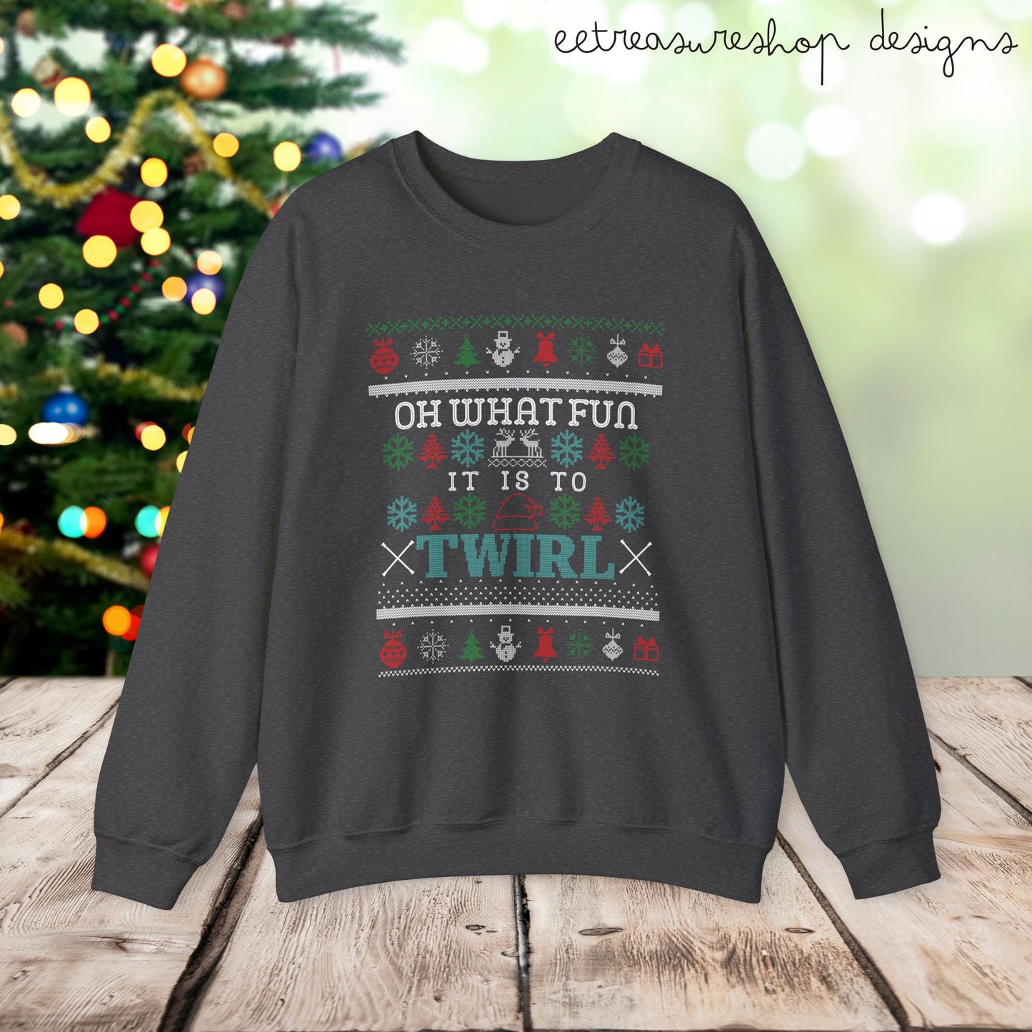 Majorette Twirl Sweatshirt, Baton Twirler Christmas Gift, Fun Twirling Apparel, Team Spirit Crewneck Jumper, Holiday Twirling Sweater