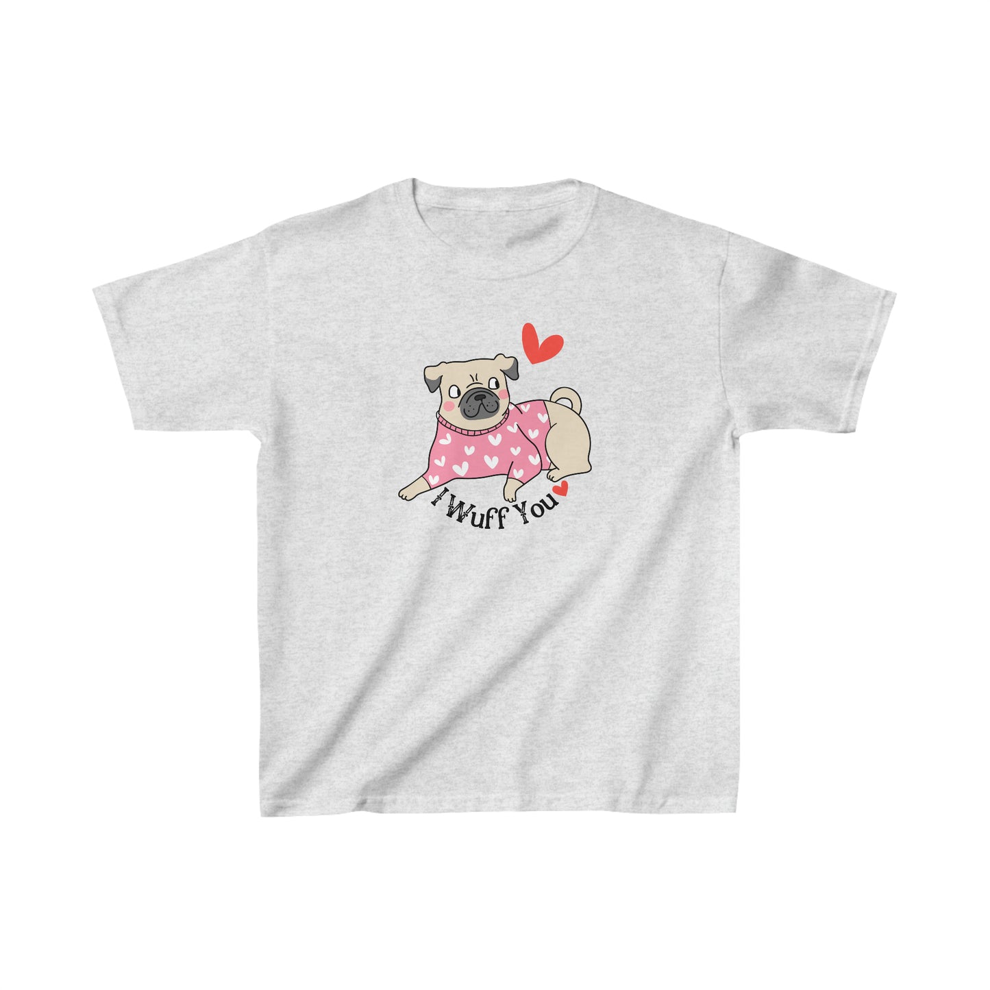 I Wuff You Kids Heavy Cotton Gildan Tee, Dog Valentines T-shirt, Kids Valentine Gift