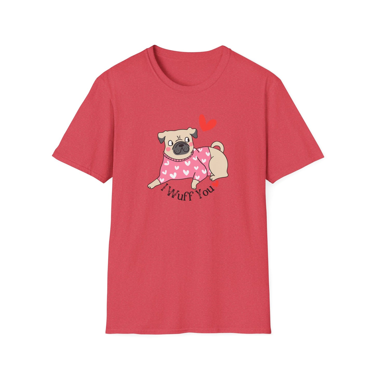 I Wuff You Unisex Softstyle T-Shirt, Dog Valentines Day T-Shirt, Gift for Her or Him for Valentines Day