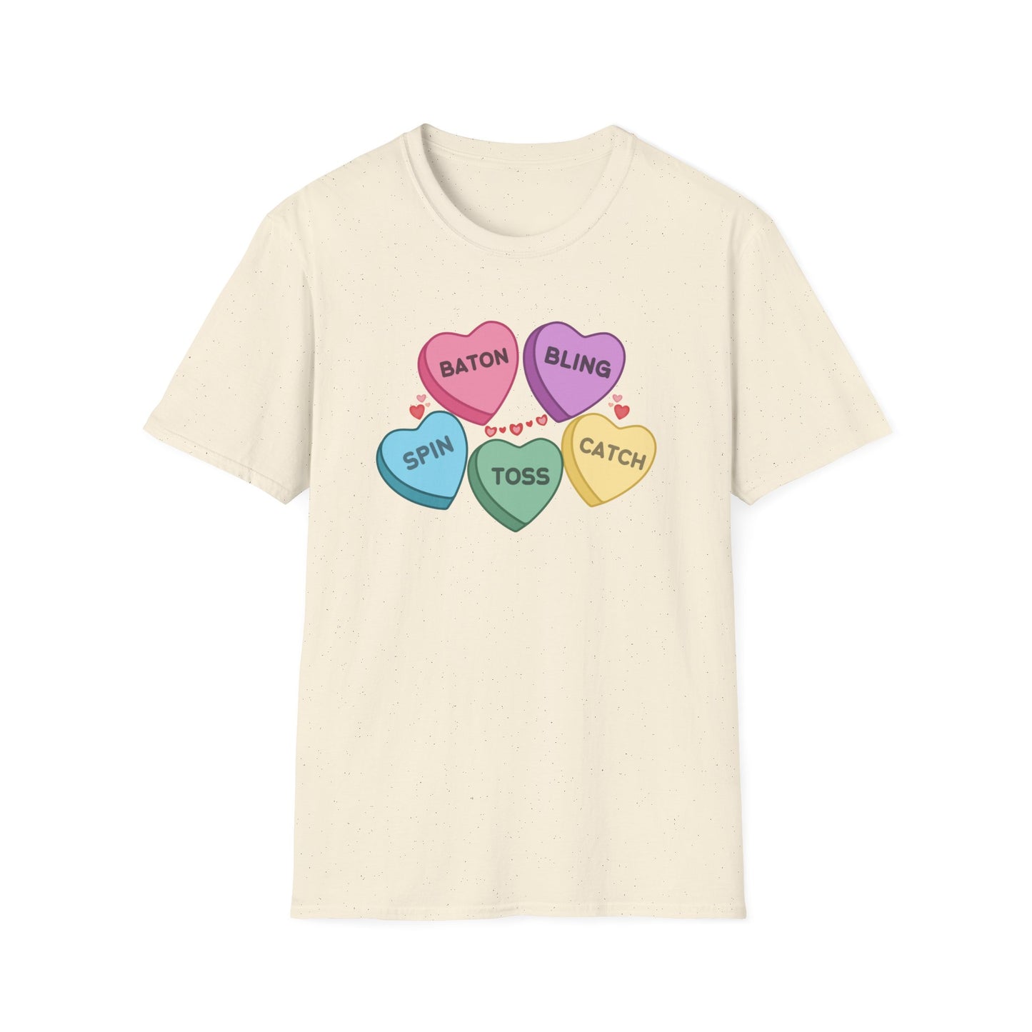 Candy Hearts Twirler Unisex Softstyle T-Shirt, Baton Twirler Valentines Day T-Shirt, Gift for Her for Valentines Day