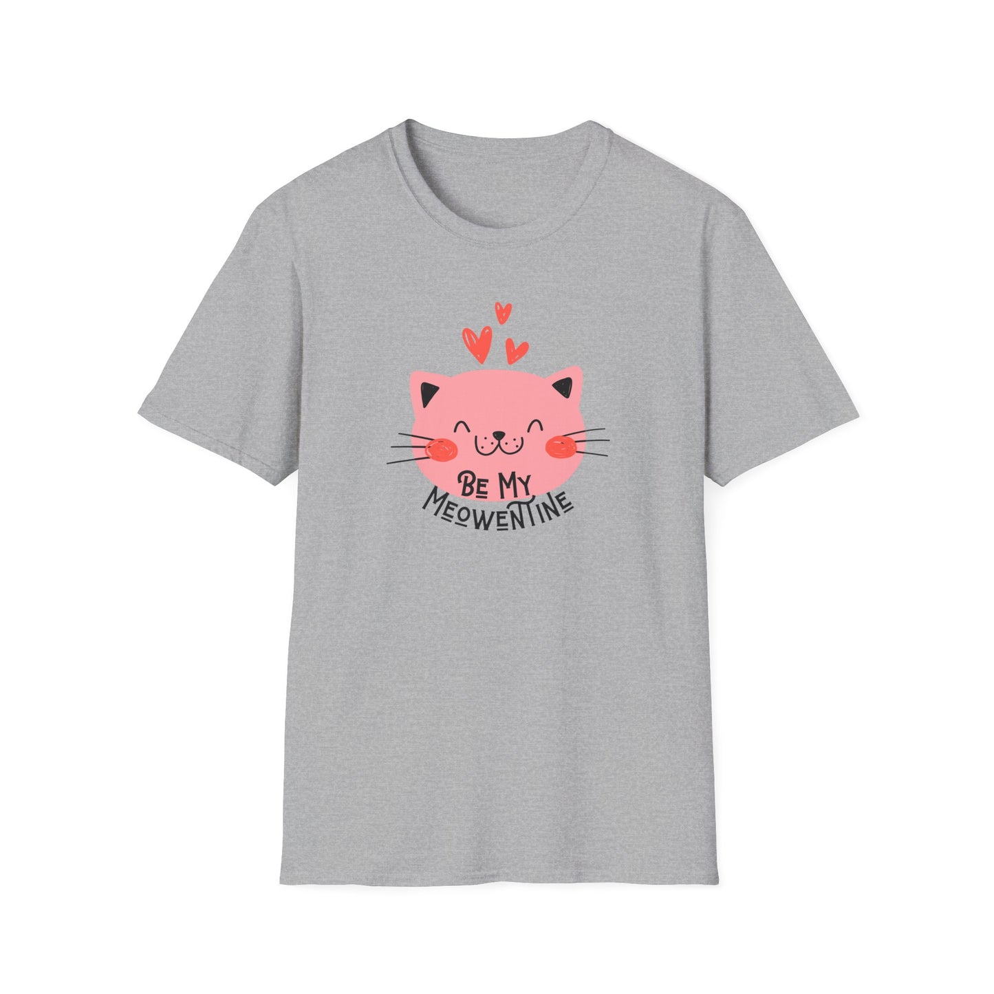 Be My Meowentine Unisex Softstyle T-Shirt, Cat Valentines Day T-Shirt, Gift for Her or Him for Valentines Day