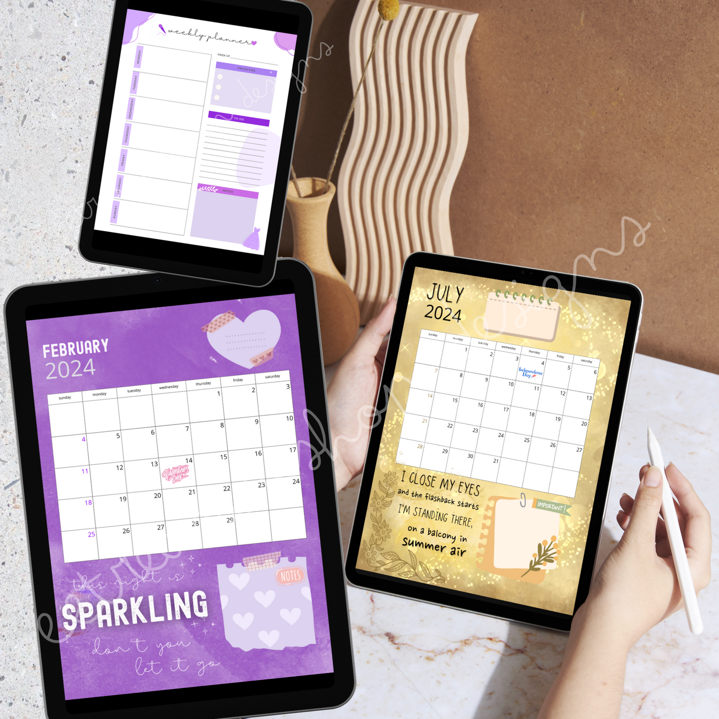 Swiftie Themed 2024 Digital Planner PDF for GoodNotes, Notability, iPad Tablet Monthly Weekly Planner, Taylor Swift Inspired Calendar