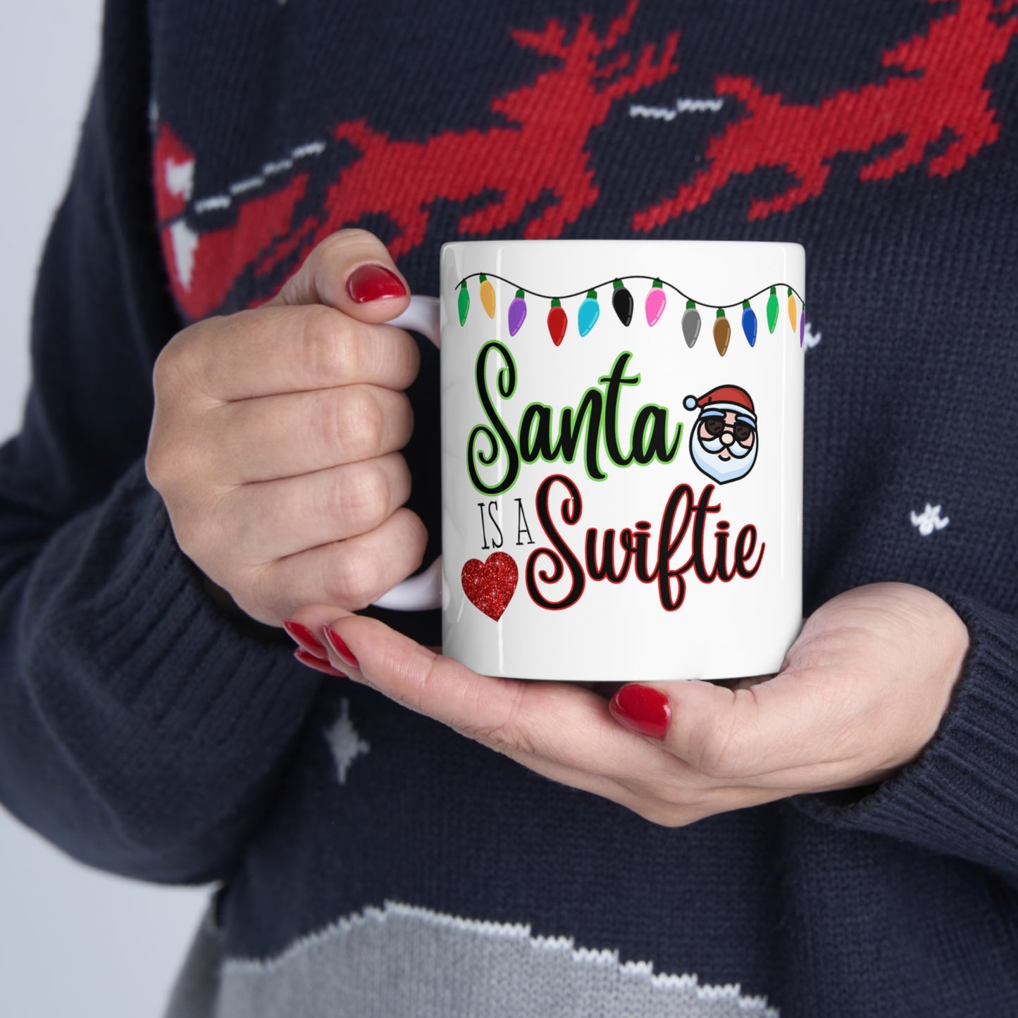 Santa is a Swiftie Christmas Ceramic Mug 11oz, Swiftie Coffee Cup, Swiftie Gift, Taylor Swift Fan Mug