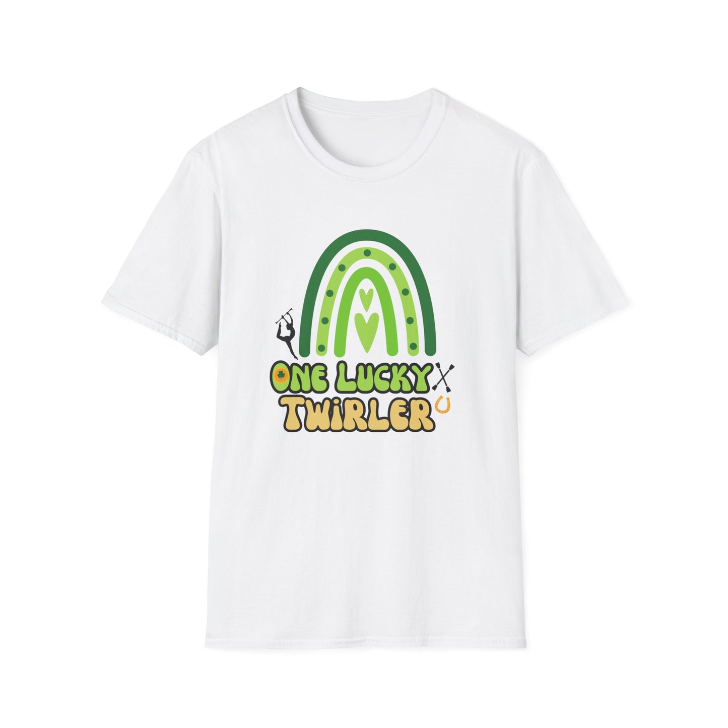One Lucky Twirler St Patricks Day Unisex Softstyle T-Shirt, St Patricks Day Gift for Baton Twirler, Birthday Gift for Majorette