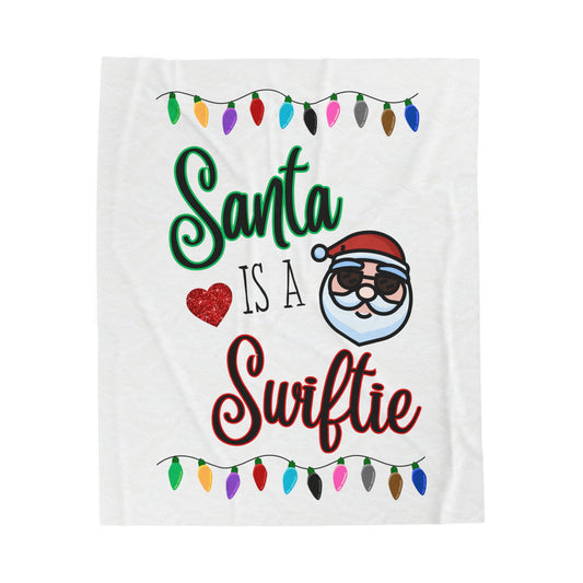 Santa is a Swiftie Taylor Swift Fan Velveteen Plush Blanket, Swiftie Christmas Throw Blanket, Taylor Swift Gift