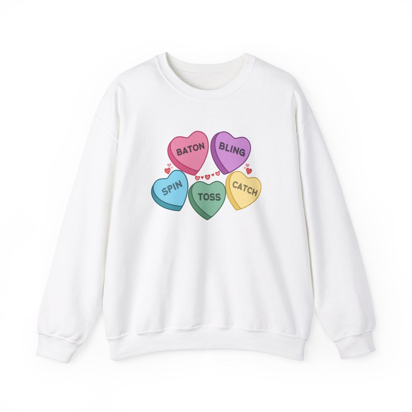 Candy Hearts Twirler Valentines Day Unisex Heavy Blend Crewneck Sweatshirt, Baton Twirler Valentines Shirt, Gift for Twirler