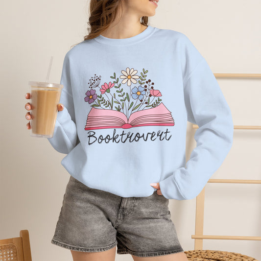 Booktrovert Floral Open Book Sweatshirt | Reading Lover Crewneck, Booklover Shirt