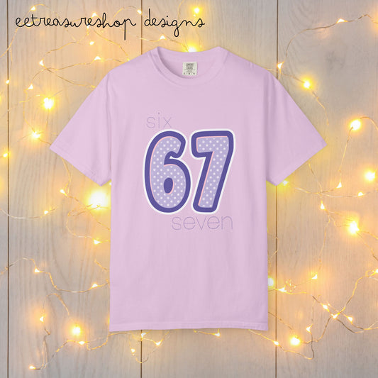 67 T-Shirt Comfort Colors Trendy Six Seven Shirt, Unisex Tee, Garment-Dyed Top, Vintage Style Casual Shirt, Soft Cotton Shirt