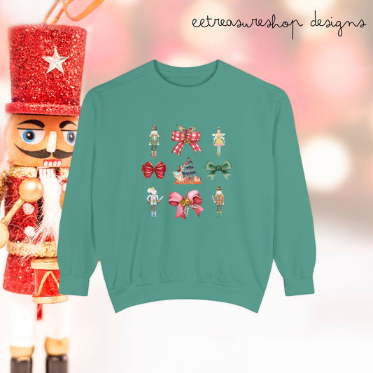 Nutcracker Christmas Bows Sweatshirt, Comfort Colors, Holiday Pullover, Festive Shirt, Winter Sweater, Christmas Apparel