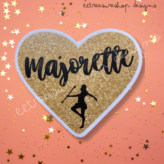 Majorette Baton Twirler Waterproof Vinyl Sticker Gold
