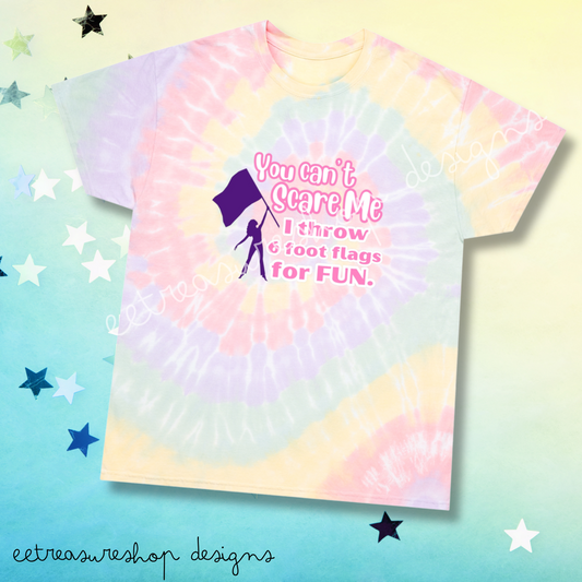 You Cant Scare Me Color Guard Spiral Tie-Dye Tee, Birthday Gift for Color Guard Friend