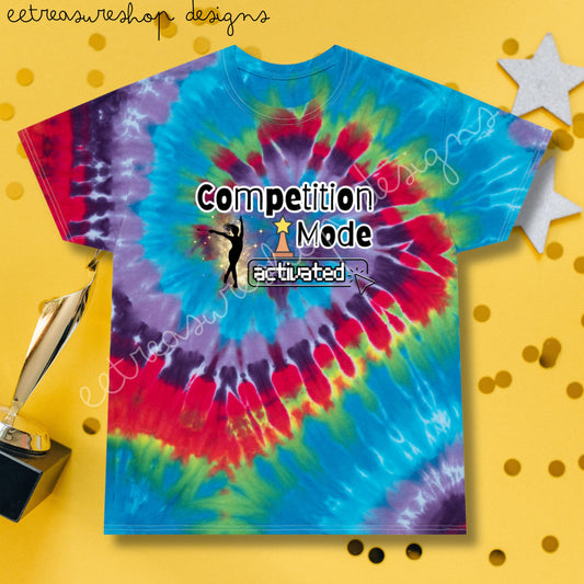 Competition Mode Activated Rainbow Spiral Tie-Dye Tee, Competition Gift for Baton Twirler Daughter, Recital Gift for Twirler Friend