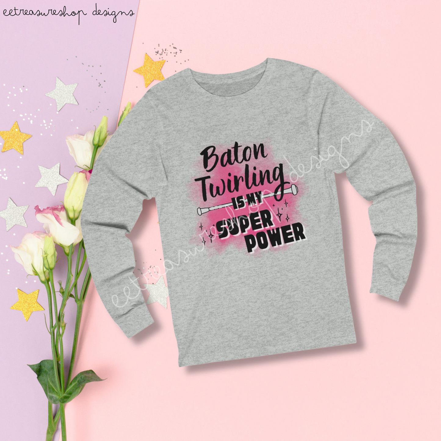 Baton Twirling is My Superpower Unisex Jersey Long Sleeve Tee, Baton Twirler Shirt, Twirler Gift