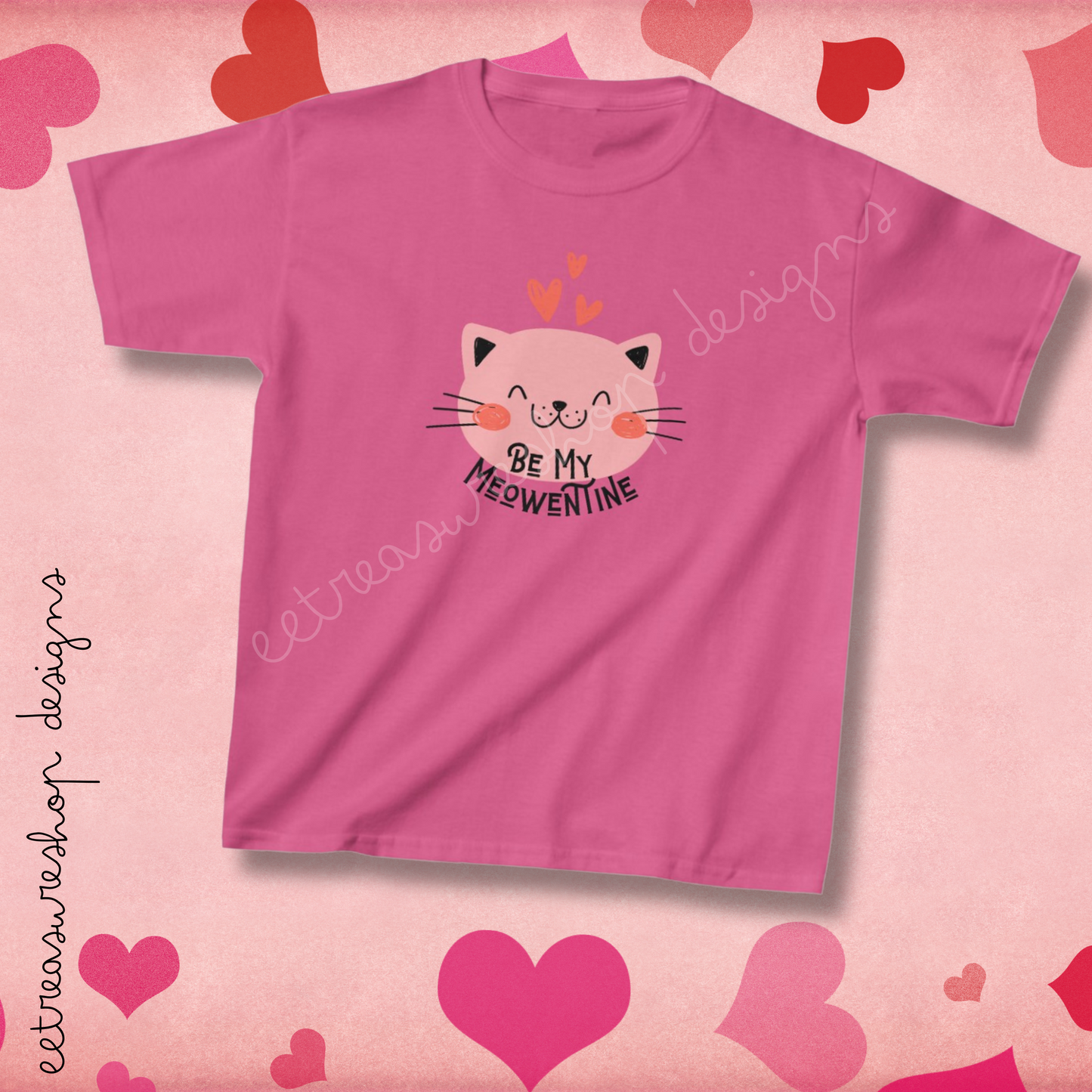 Be My Meowentine Kids Heavy Cotton Gildan Tee, Cat Valentines T-shirt, Kids Valentine Gift