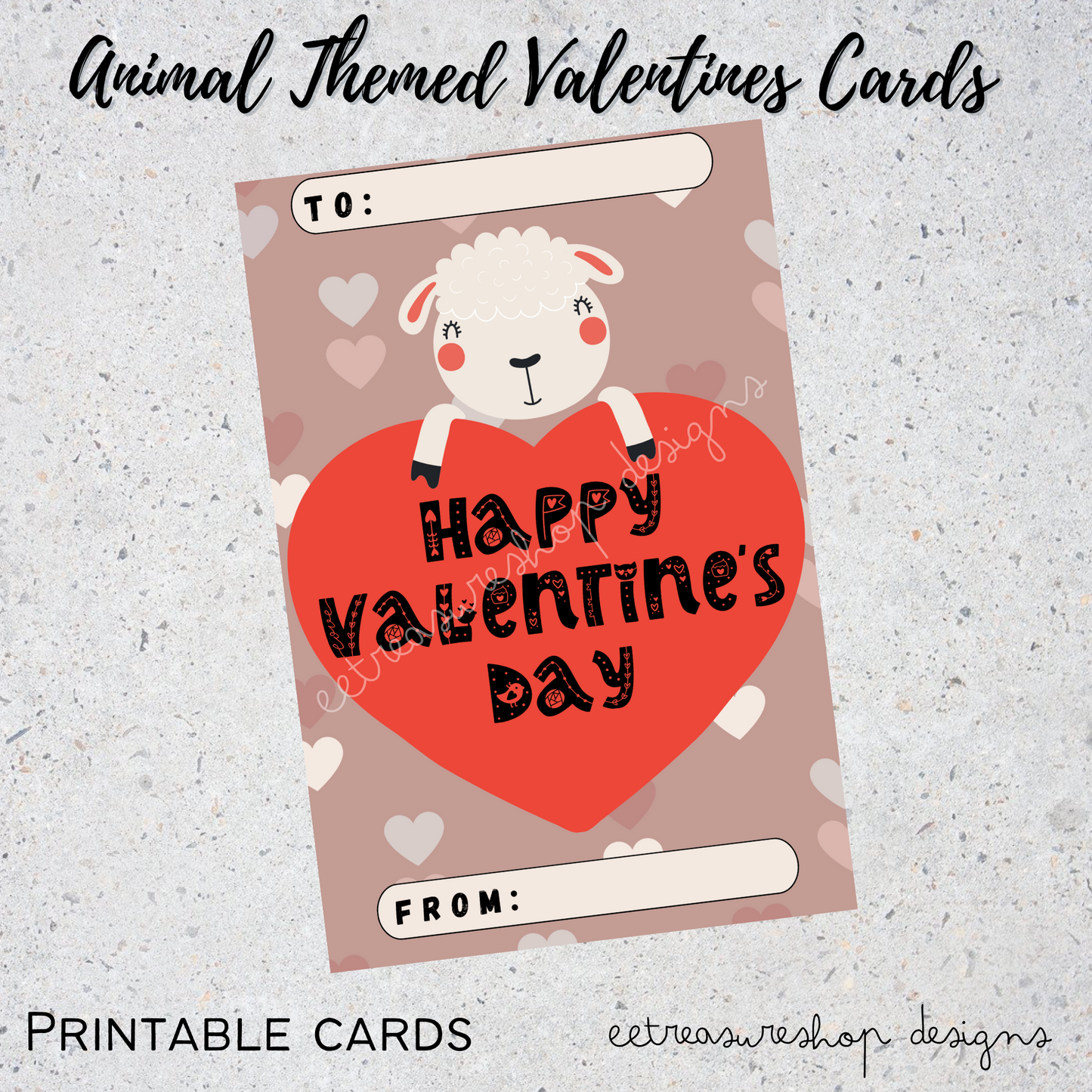 Valentines Day Printable, Animal Themed Valentine Kids Cards, PDF Digital Download, Printable Valentine for Kids