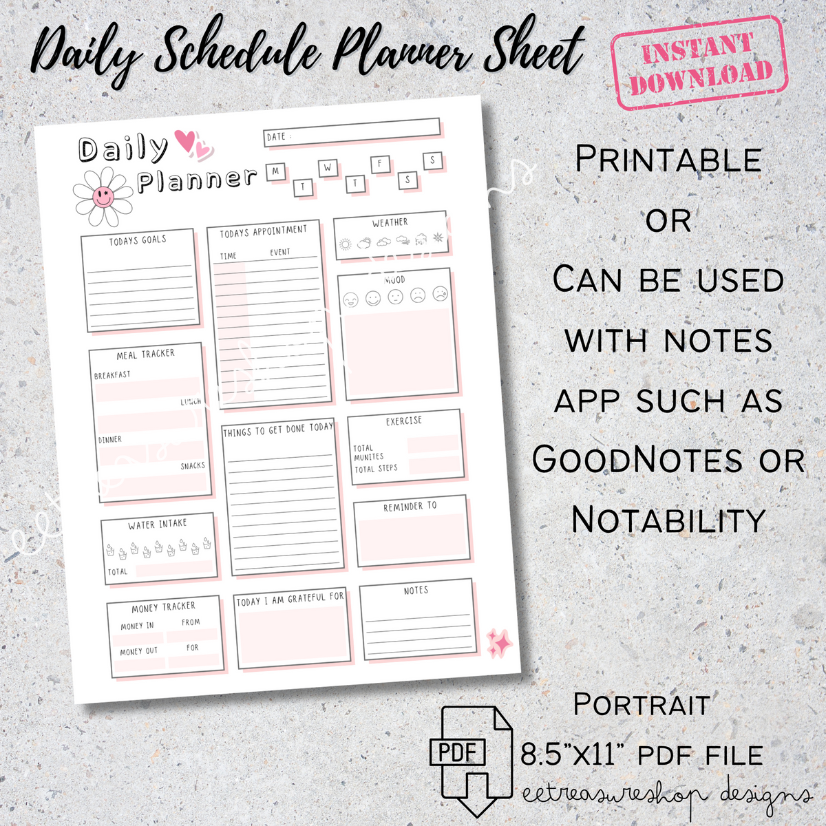 Daily Schedule Plan.pdf Daily Schedule Planner Printable PDF, Planner Digital Download, GoodNo ...
