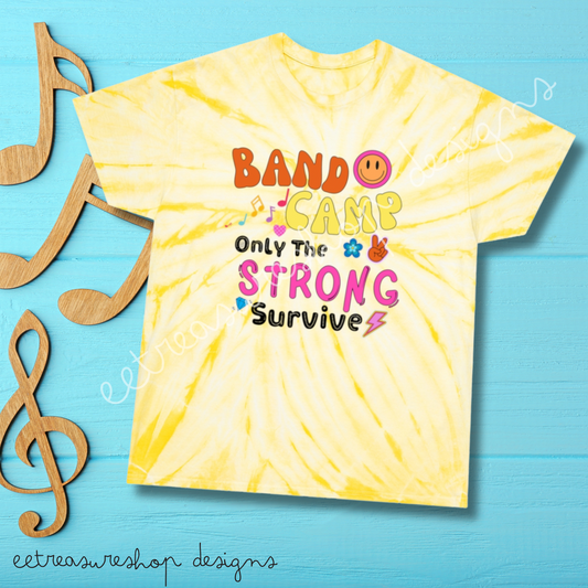 Band Camp Only the Strong Survive Retro Cyclone Tie-Dye Tee, Birthday Gift for Marching Band Friend