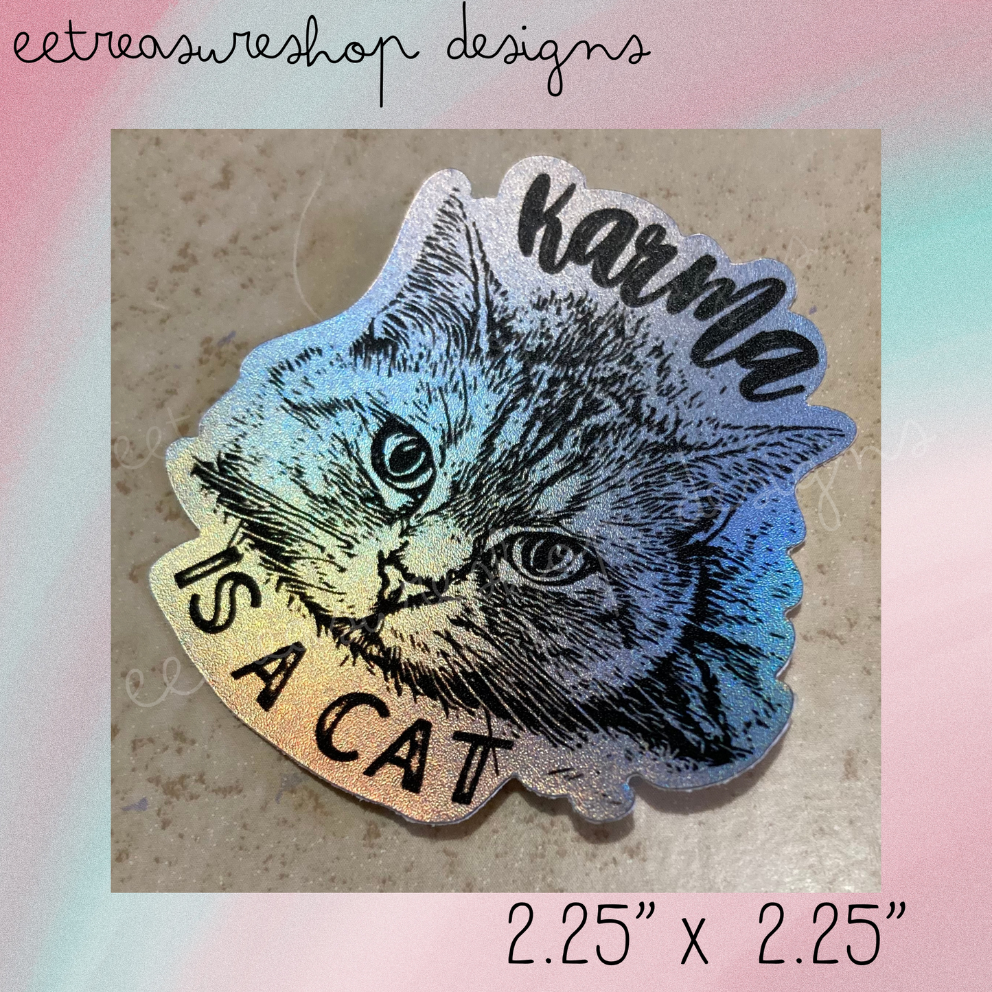 Swiftie Taylor Swift Inspired Karma Cat Holographic Waterproof Vinyl Sticker