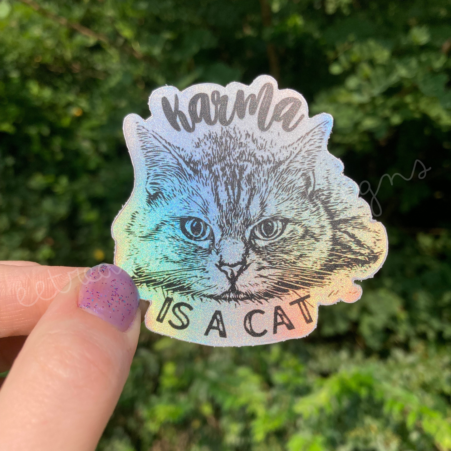 Swiftie Taylor Swift Inspired Karma Cat Holographic Waterproof Vinyl Sticker