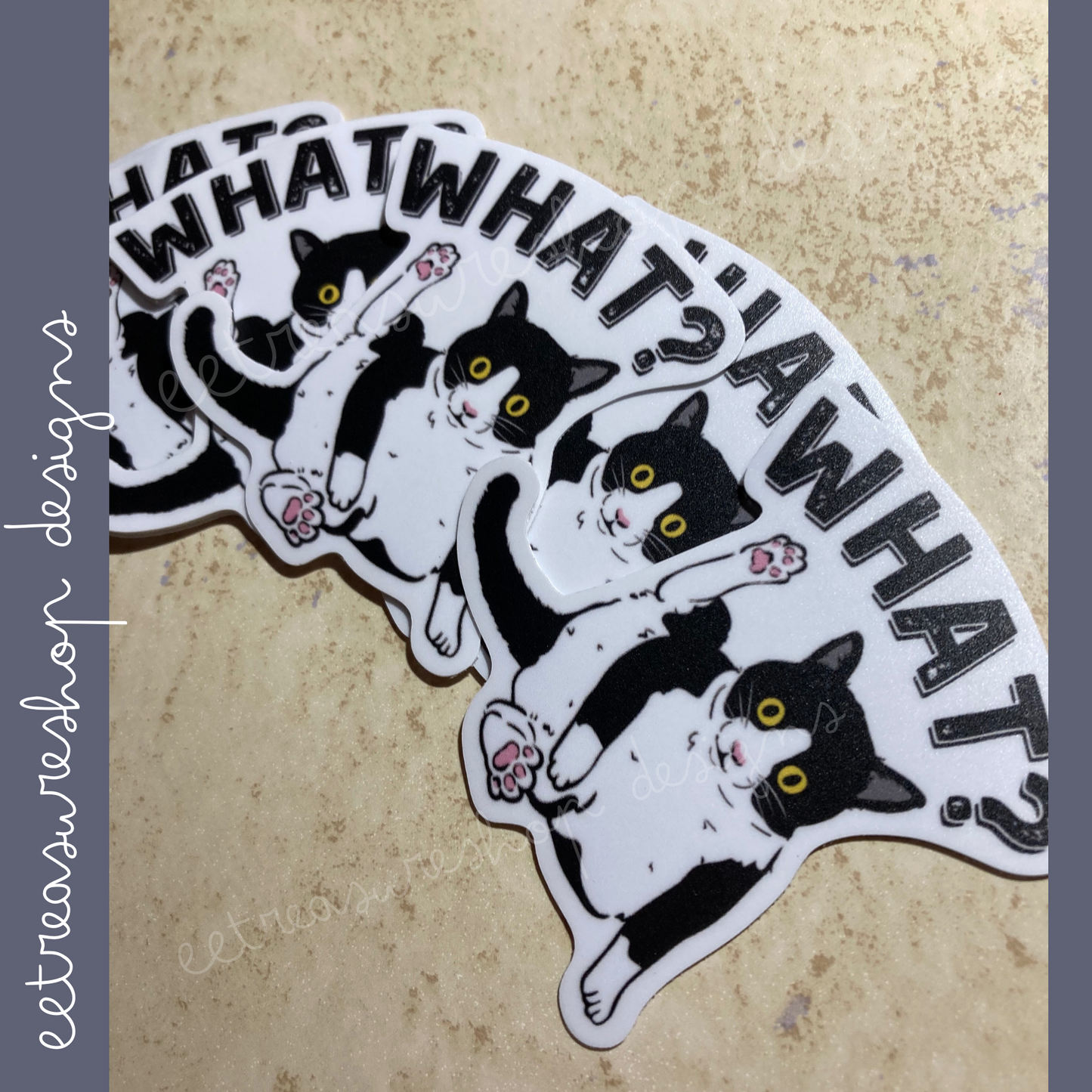 Set of 2 Cat Funny Vinyl Waterproof Stickers