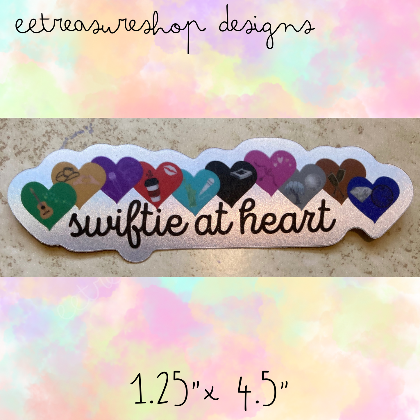 Swiftie Era Hearts Taylor Swift Inspired Holographic Waterproof Vinyl Sticker
