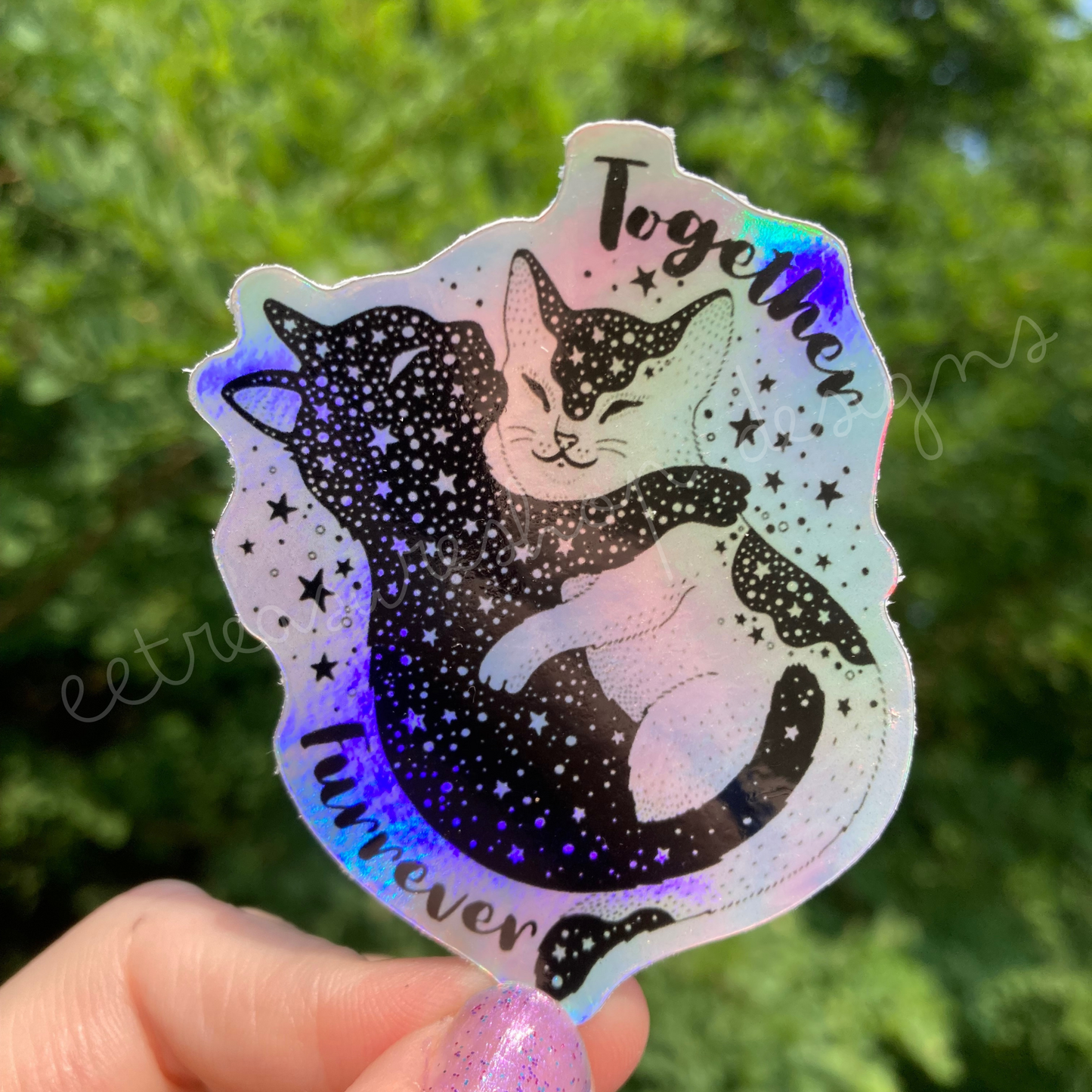 Together Furrever Cats Holographic Waterproof Vinyl Sticker