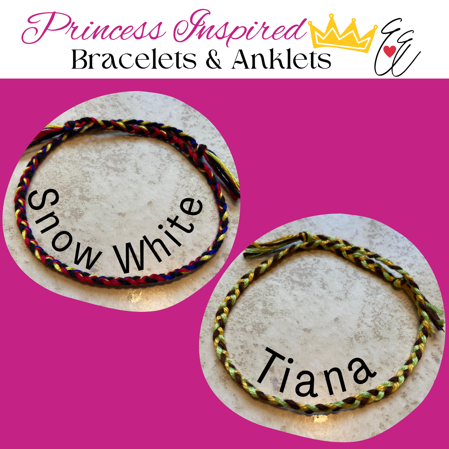 Princess Inspired Thread Braided Friendship Bracelets and Anklets