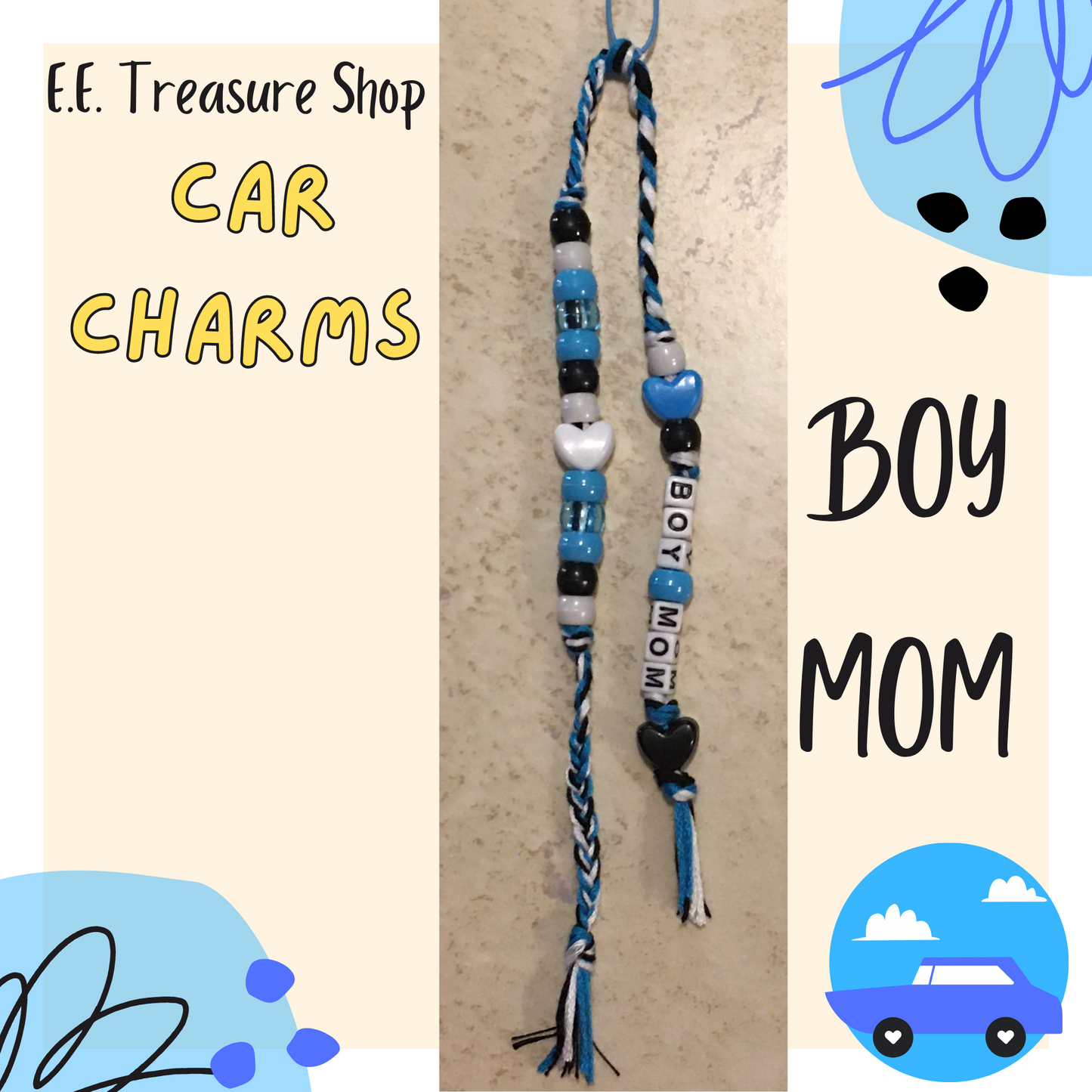 Mom Car Charm, Rear View Mirror Hanger