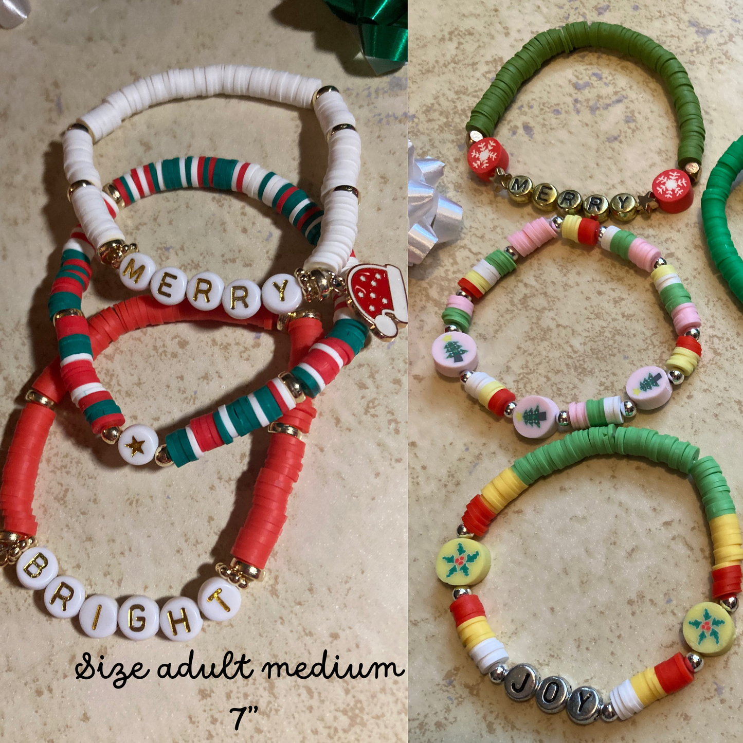 Christmas Beaded Bracelets with Custom Option