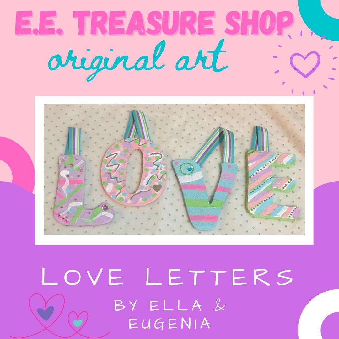 Handpainted 4 inch Wooden Letters, Love Wall Art