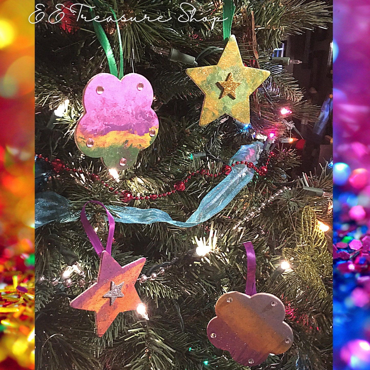Handpainted Christmas Ornaments, Set of 4