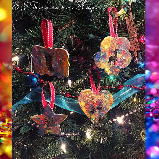 Handpainted Christmas Ornaments, Set of 4