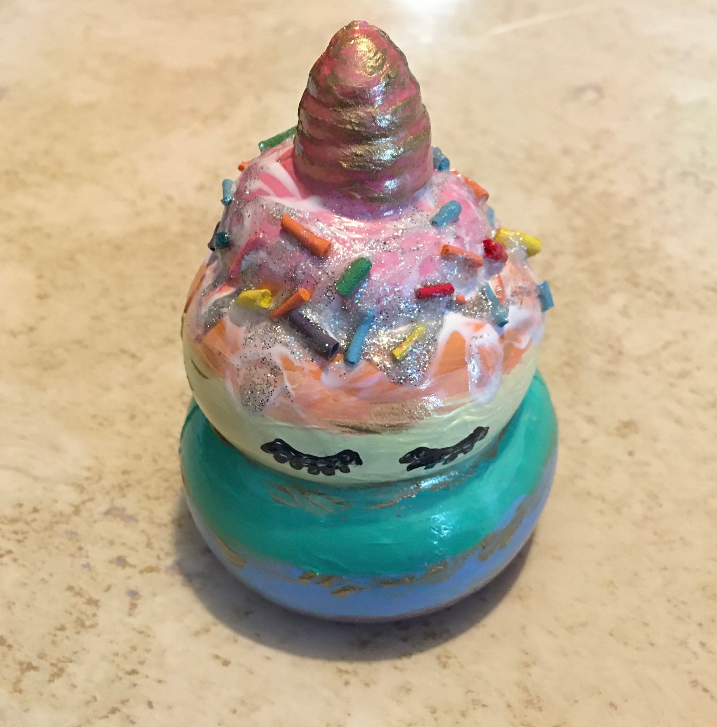 Redesigned Rainbow Unicorn Poop Cupcake Handpainted Squishy