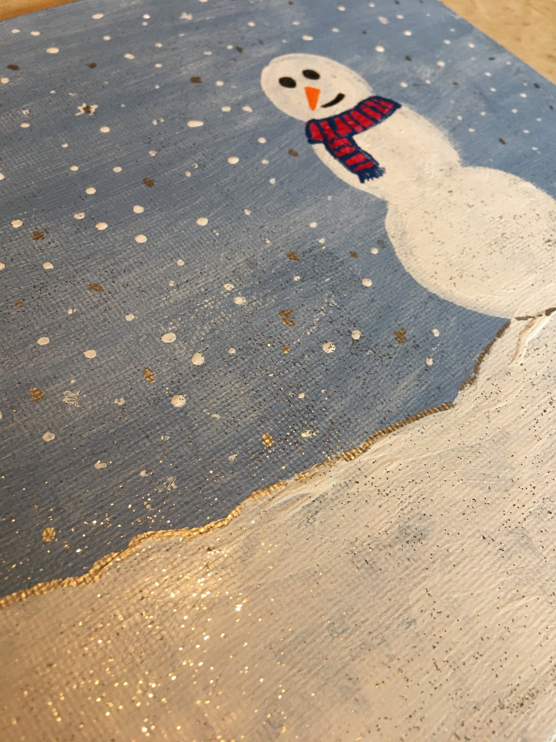8x10 Canvas Board Acrylic Painting, Happy Snowman Glitter Finish – E.E.  Treasure Shop