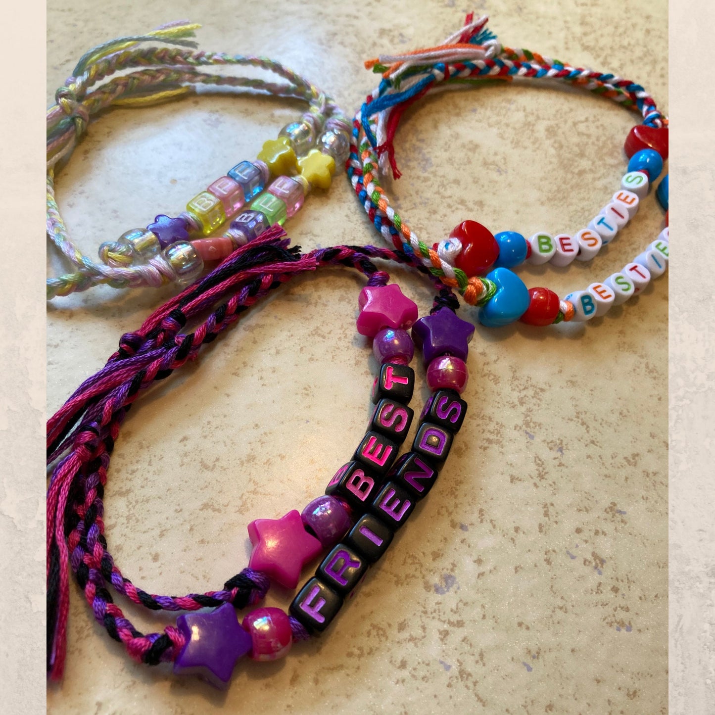 Thread and Bead Friendship Bracelet Set of 2, Best Friends Bracelets